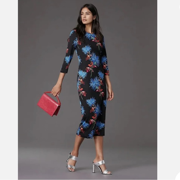 Diane Von Furstenberg Dresses & Skirts - NWOT DIANE VON FURSTENBERG SILK SAIHANA FLORAL FITTED MIDI DRESS SZ LARGE